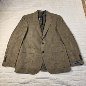 Polo Ralph Lauren Tailored Tick Weave Jacket Mens 44L Linen Silk Sport Coat $998